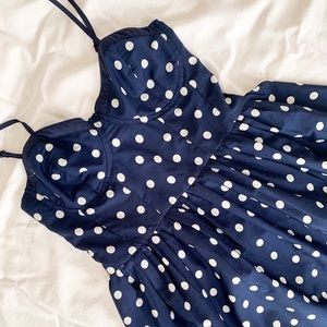 Navy & White Polka Dot Bustier Dress